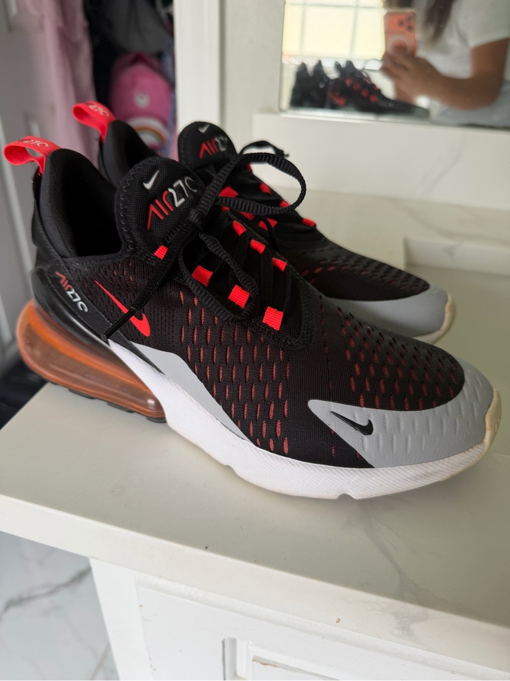 Nike Kids Air Max 270 Sneakers - Black, Red, Gray